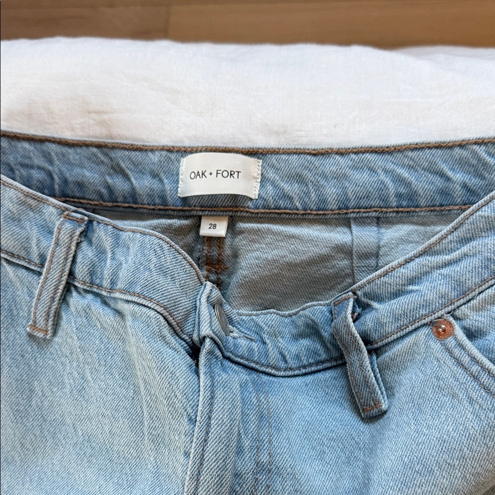 Oak + Fort Light Blue Denim Skirt View 2